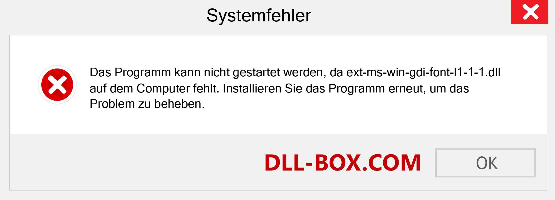 ext-ms-win-gdi-font-l1-1-1.dll-Datei fehlt?. Download für Windows 7, 8, 10 - Fix ext-ms-win-gdi-font-l1-1-1 dll Missing Error unter Windows, Fotos, Bildern